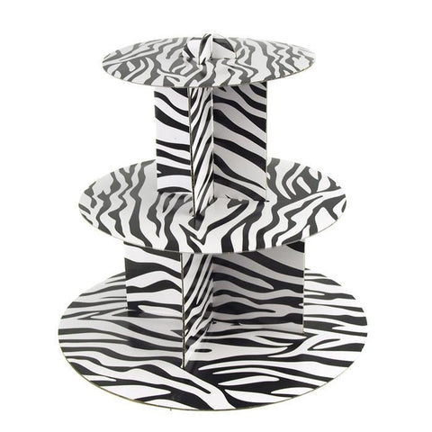 Spiral Zebra Cardboard Cupcakes Holder Stand, 12-Inch