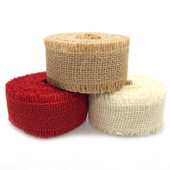 Burlap Ribbon Fringed Edge, 10-yard