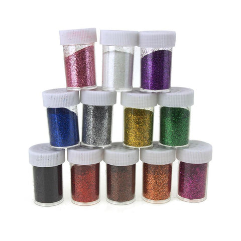 Fine Glitter in Plastic Bottle, 0.6 Ounce, 12-Piece, Multi-Color