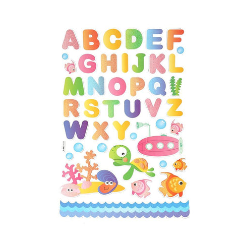 Ocean Life Alphabet Kid's Room Wall Art Stickers, 44-Piece