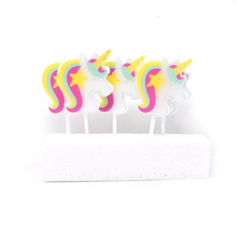 Rainbow Unicorn Birthday Candles, 1-1/2-Inch, 5-Count