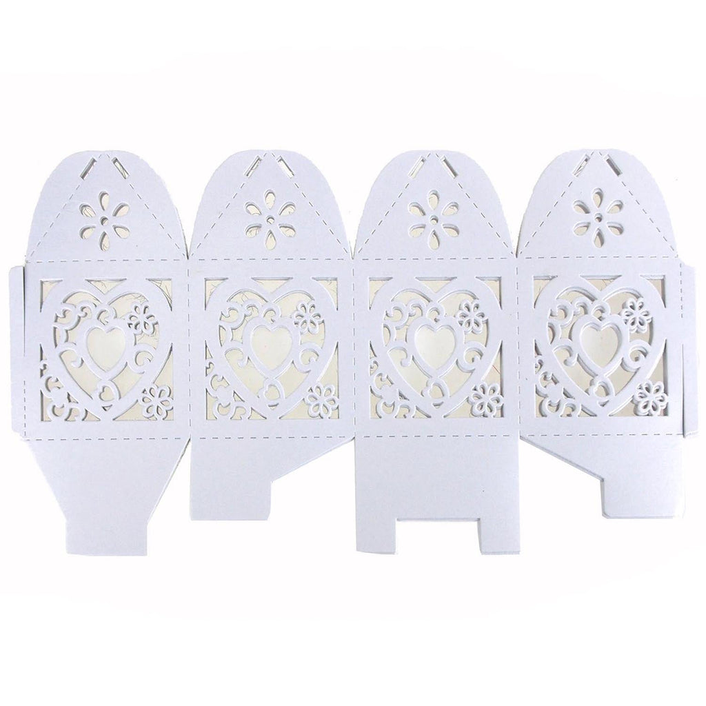 Laser Cut Favor Boxes, Fancy Heart, 2-Inch, 12-Piece, White
