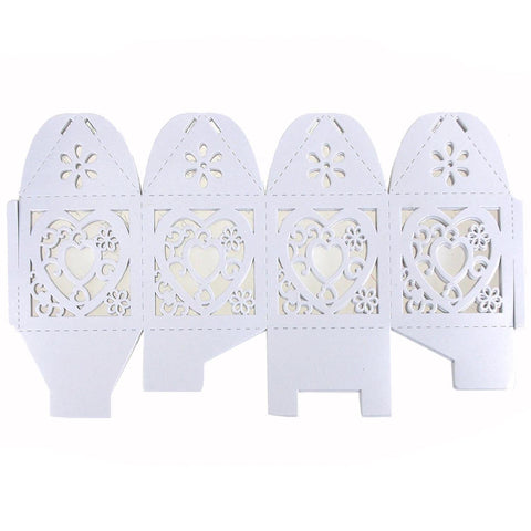 Laser Cut Favor Boxes, Fancy Heart, 2-Inch, 12-Piece, White