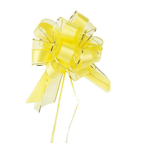 Sheer with Satin Pull Bow, Yellow, 9-Inch
