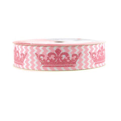 Princess Crown Chevron Grosgrain Ribbon, 7/8-Inch, 3 Yards