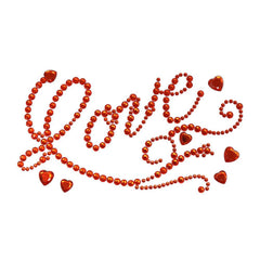 Flourished 'Love' Script and Hearts Rhinestone Stickers, 7-Inch, 6-Piece