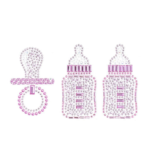 Baby Bottles and Binky Rhinestone Stickers, Pink, Assorted, 3-Piece