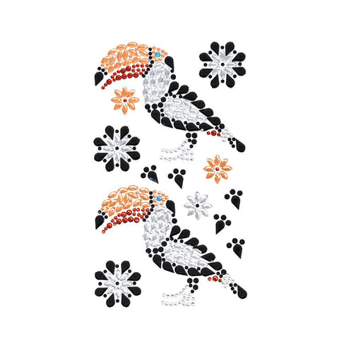 Jeweled Toucans Rhinestone Stickers, Assorted, 13-Piece