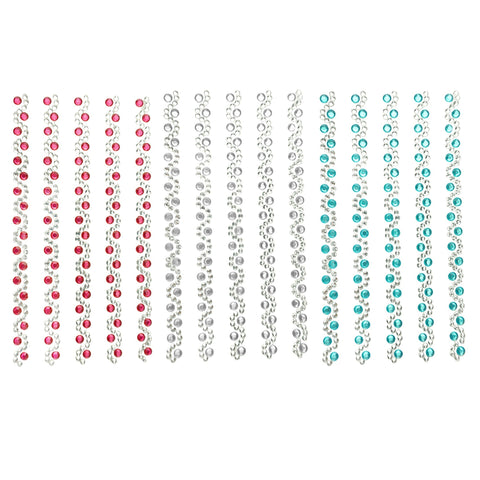 Self Adhesive Rhinestone Stickers, Wave, 5-Count