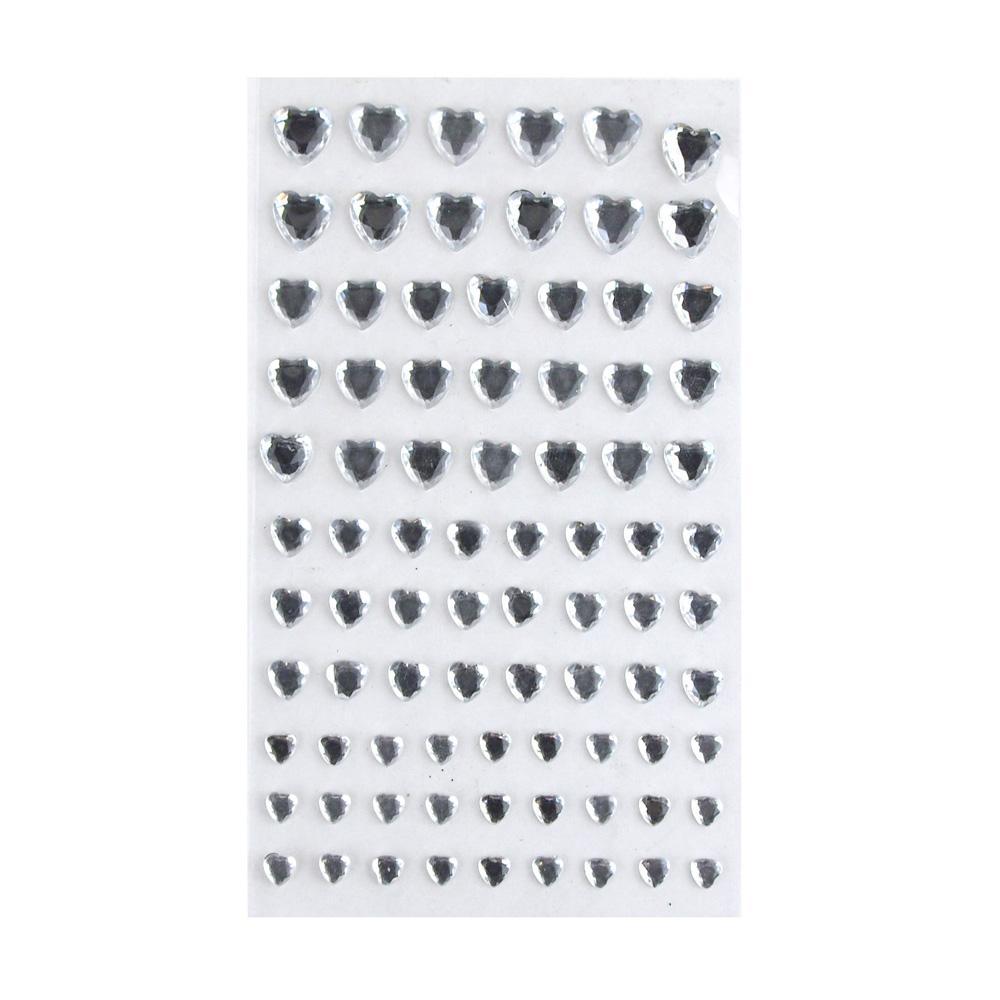 Self Adhesive Rhinestone Stickers, Assorted Heart, 84-count