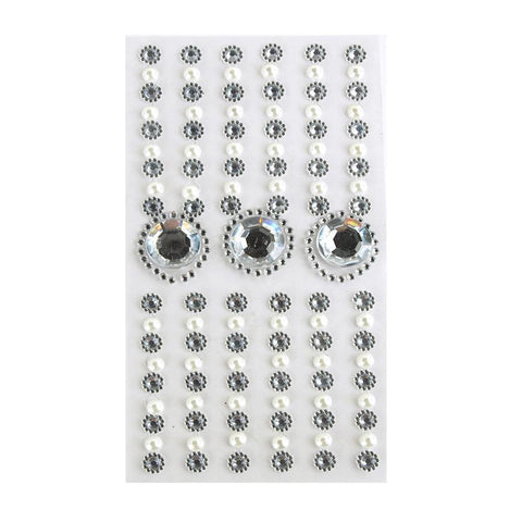Self Adhesive Rhinestone Pearl Stickers, Circle/Flower, 15-count