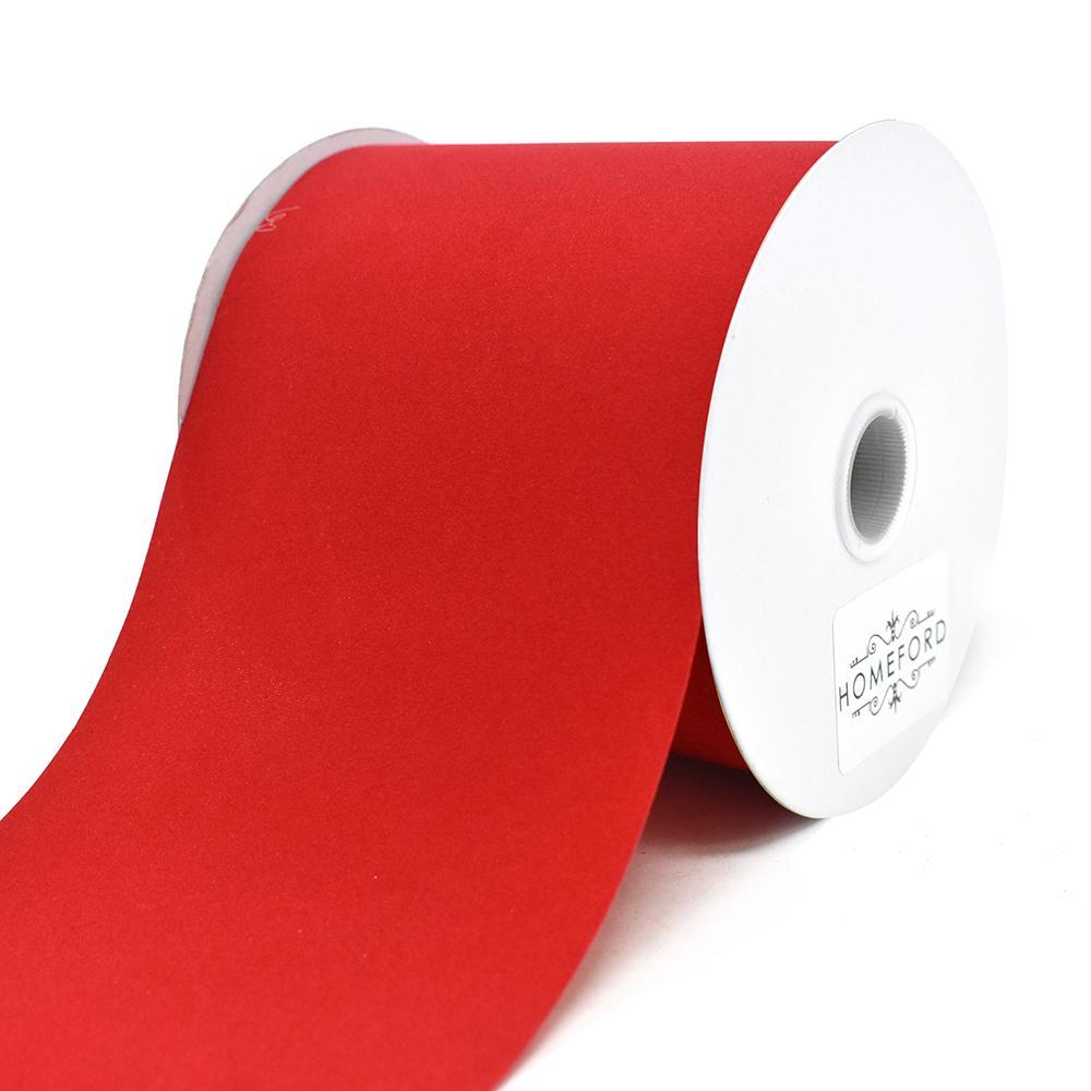 Christmas Velvet Cut Edge Ribbon, Red, 4-Inch, 25-Yard
