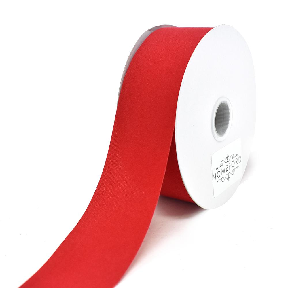 Christmas Velvet Cut Edge Ribbon, Red, 1-1/2-Inch, 25-Yard
