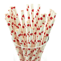 Heart Paper Straws, 7-3/4-inch, 25-Piece