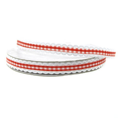 Gingham Picot-edge Polyester Ribbon, 3/8-inch, 25-yard