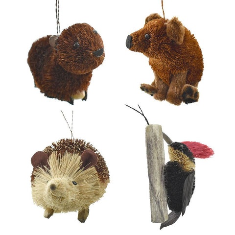 Buri Woodland Animal Ornaments, 4-Piece