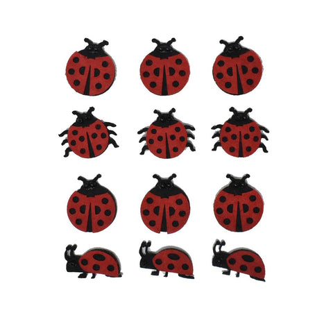 Felt Lady Bug Die Cut Stickers, Assorted Sizes, 12-Piece