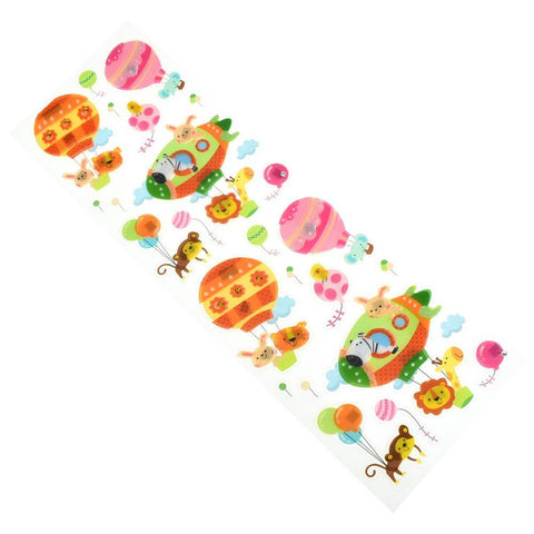 Animal Safari & Balloons 3D Fancy Clear Stickers, 26-Piece