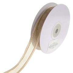 Gold-Lined Satin Edge Organza Ribbon, 25-yard