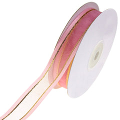 Gold-Lined Satin Edge Organza Ribbon, 25-yard