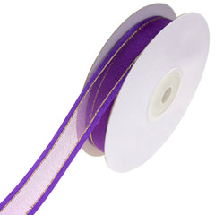 Gold-Lined Satin Edge Organza Ribbon, 25-yard