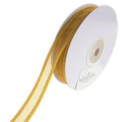 Gold-Lined Satin Edge Organza Ribbon, 25-yard