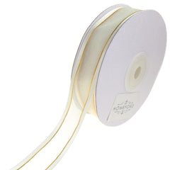 Gold-Lined Satin Edge Organza Ribbon, 25-yard