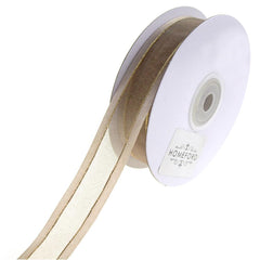 Gold-Lined Satin Edge Organza Ribbon, 25-yard