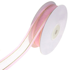 Gold-Lined Satin Edge Organza Ribbon, 25-yard