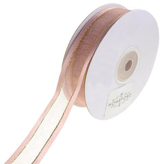 Gold-Lined Satin Edge Organza Ribbon, 25-yard