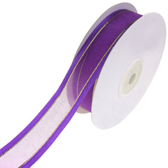 Gold-Lined Satin Edge Organza Ribbon, 25-yard