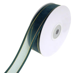 Gold-Lined Satin Edge Organza Ribbon, 25-yard