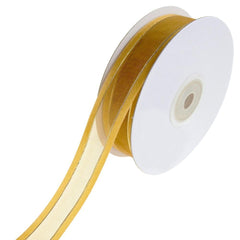 Gold-Lined Satin Edge Organza Ribbon, 25-yard