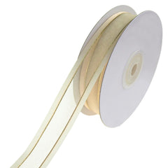 Gold-Lined Satin Edge Organza Ribbon, 25-yard