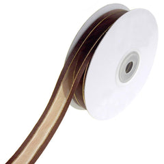 Gold-Lined Satin Edge Organza Ribbon, 25-yard