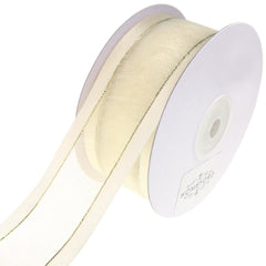 Gold-Lined Satin Edge Organza Ribbon, 25-yard