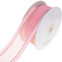 Gold-Lined Satin Edge Organza Ribbon, 25-yard