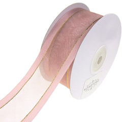 Gold-Lined Satin Edge Organza Ribbon, 25-yard