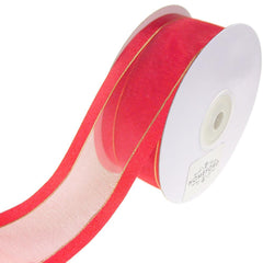 Gold-Lined Satin Edge Organza Ribbon, 25-yard