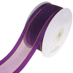 Gold-Lined Satin Edge Organza Ribbon, 25-yard