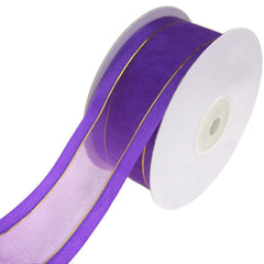 Gold-Lined Satin Edge Organza Ribbon, 25-yard