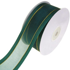 Gold-Lined Satin Edge Organza Ribbon, 25-yard