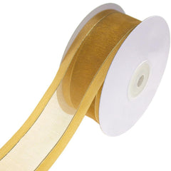 Gold-Lined Satin Edge Organza Ribbon, 25-yard