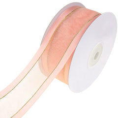 Gold-Lined Satin Edge Organza Ribbon, 25-yard