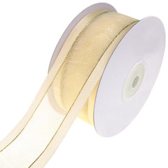 Gold-Lined Satin Edge Organza Ribbon, 25-yard