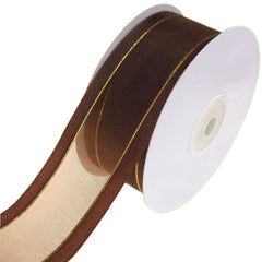 Gold-Lined Satin Edge Organza Ribbon, 25-yard