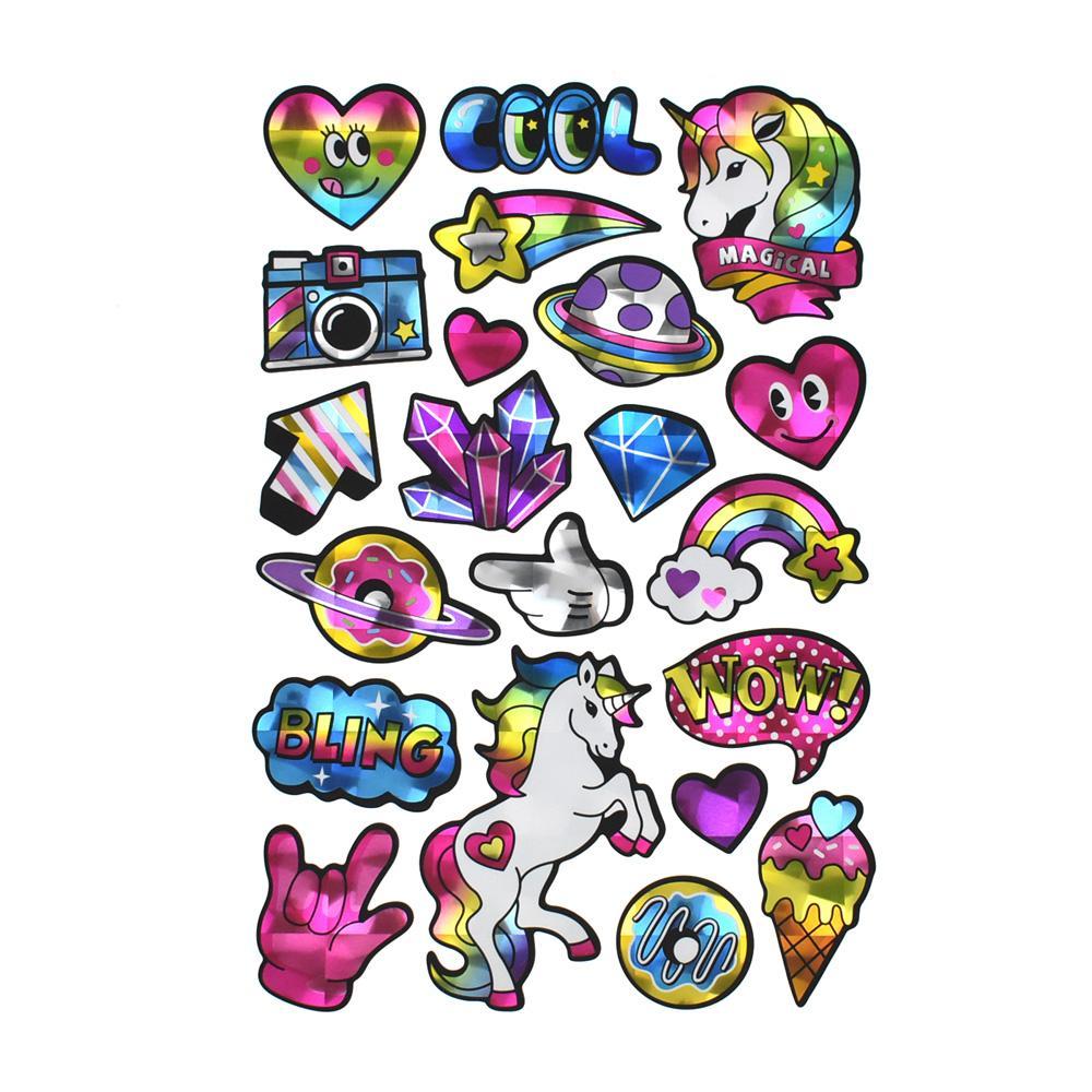 Magical Unicorn Holographic Foil Stickers, 21-Piece