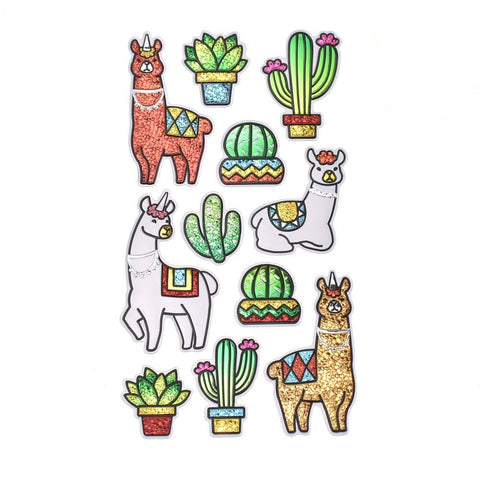Sparkling Wild Llama 3D Foil Stickers, 11-Piece