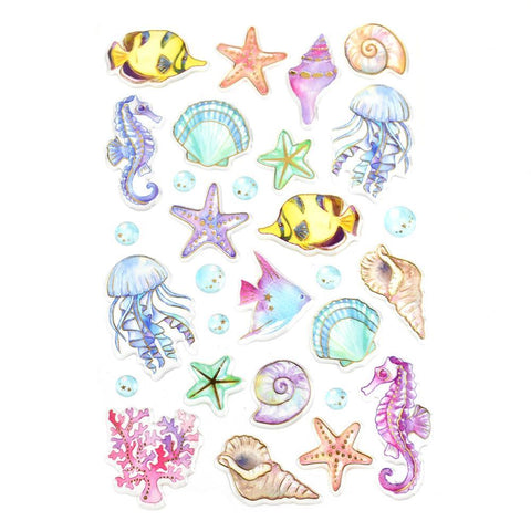 Under The Sea Foil Accented Watercolor Epoxy Stickers, 30-Piece