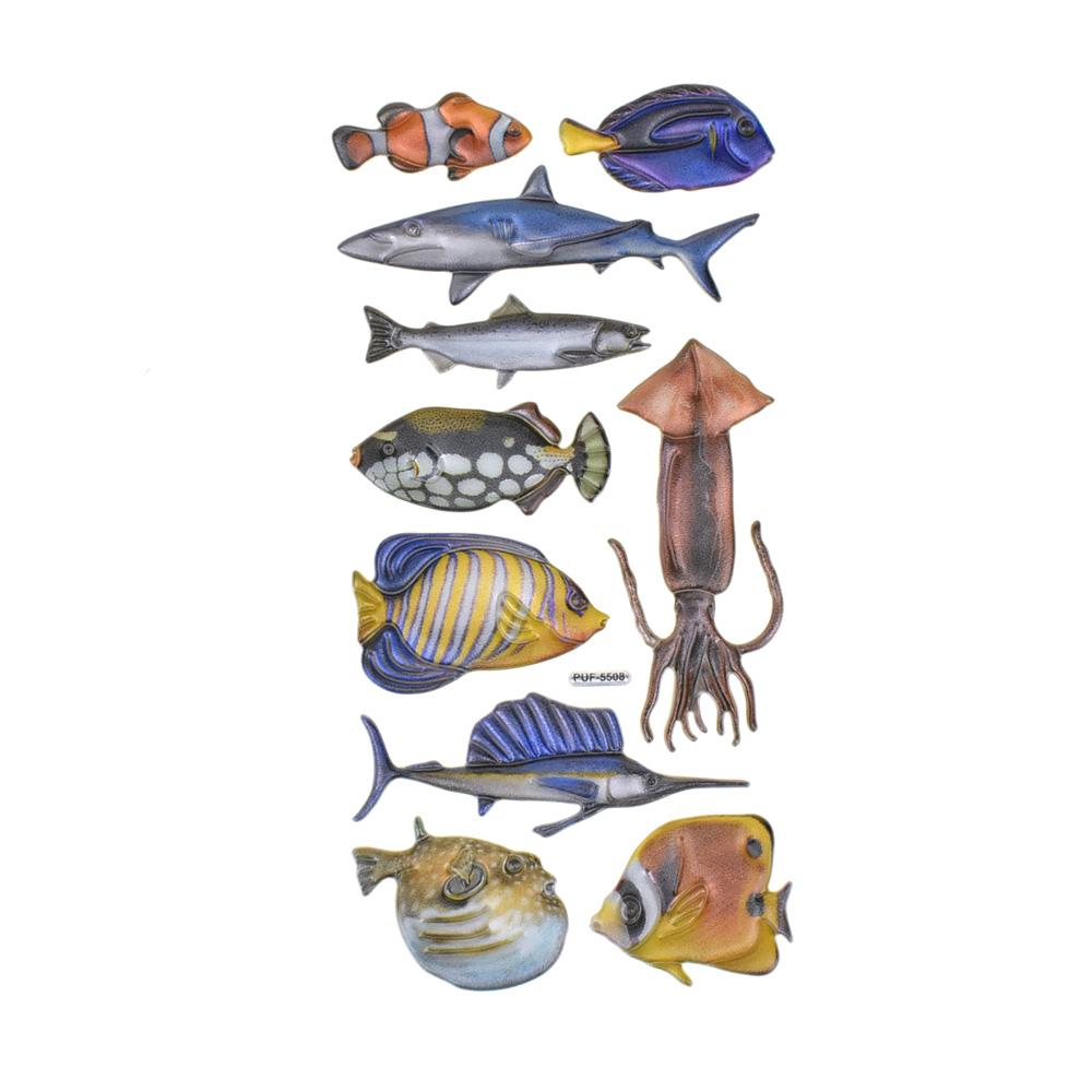 Shimmer Sea Life 3D Animal Stickers, 10-Piece